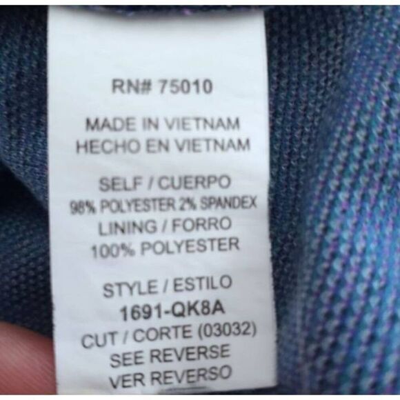 CITY TRIANGLES BLUE & PURPLE PRINTED CRISSCROSS BACK FIT & FLAIR DRESS SZ.13 JUN - Picture 6 of 7